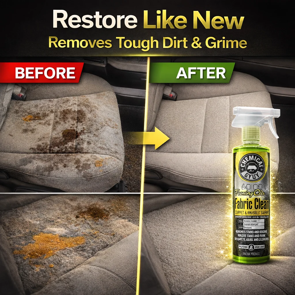 Car Interior Fabric Cleaner Spray 16 OZ – Foaming Carpet Shampoo for Seats, Mats, Upholstery, Stain & Odor Remover