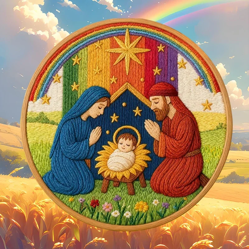 DIY Nativity Embroidery Set Stitch The Holy Story Chrismas DIY Embroidery Doll Set Complete Nativity Scene Kit