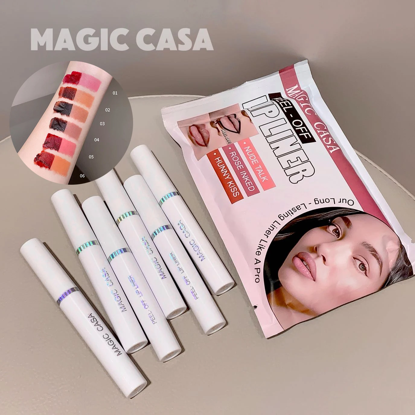 MAGIC CASA esmalte de labios desgarro juego de seis piezas tinte mate brillo de labios máscara de labios de larga duración impermeable sin decoloración