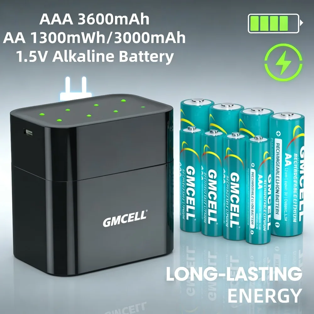 8-Slot Independent Charging Battery Box Rapid Charger for 1.5V AA AAA Lithium-Ion Rechargeable Batteries