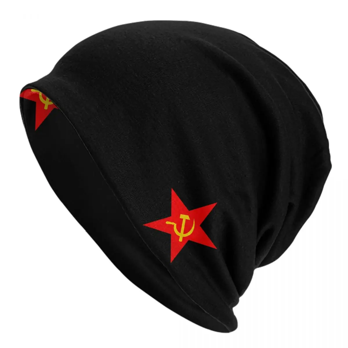 Custom Hammer Sickle Red Star Communist Star Skullies Beanies Caps Knitting Hats Unisex Adult USSR CCCP Communism Bonnet Hats