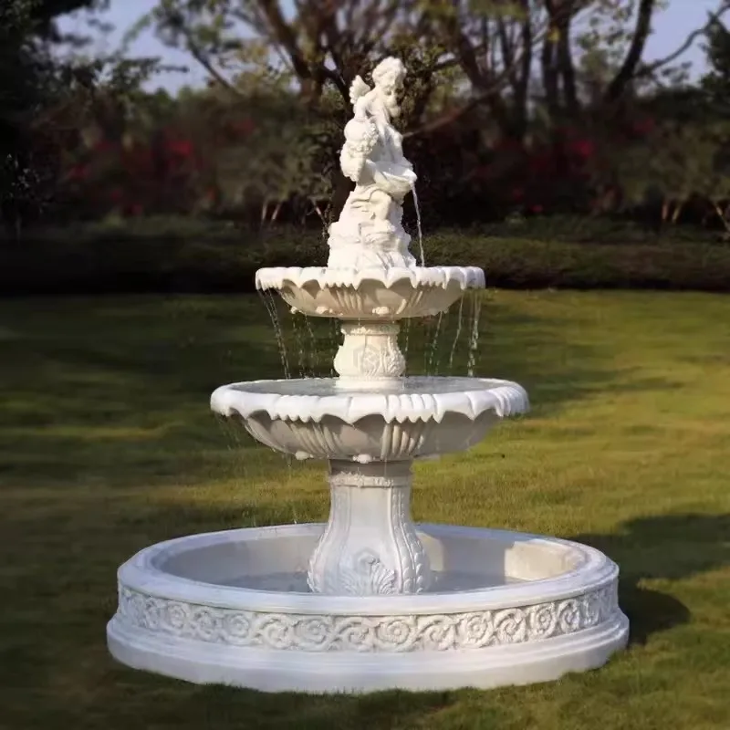 #q-EXW European Angel Statue Fountain Sandstone Marble Construction Custom Size For Courtyard Landscape Wedding Decoro*