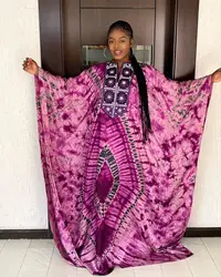 African Dresses For Women Tie Dyed Dashiki Embroidery Design Couple Fashion Elegant Dress With Scarf