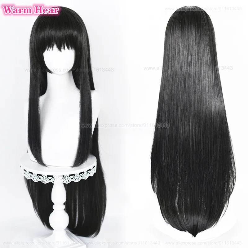 2 style syntetyczne Anime Akemi Homura peruka do cosplay 90cm długa czarna z plecioną peruką z warkoczem włosy termoodporne peruki na Halloween