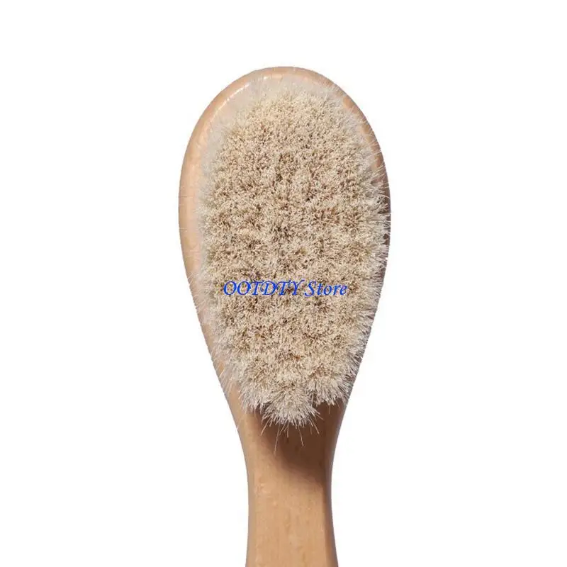 367A Baby Hair Brush for Newborn Natural Wooden Hairbrush Comb with Soft Wool Bristles Scalp Grooming Brushes
