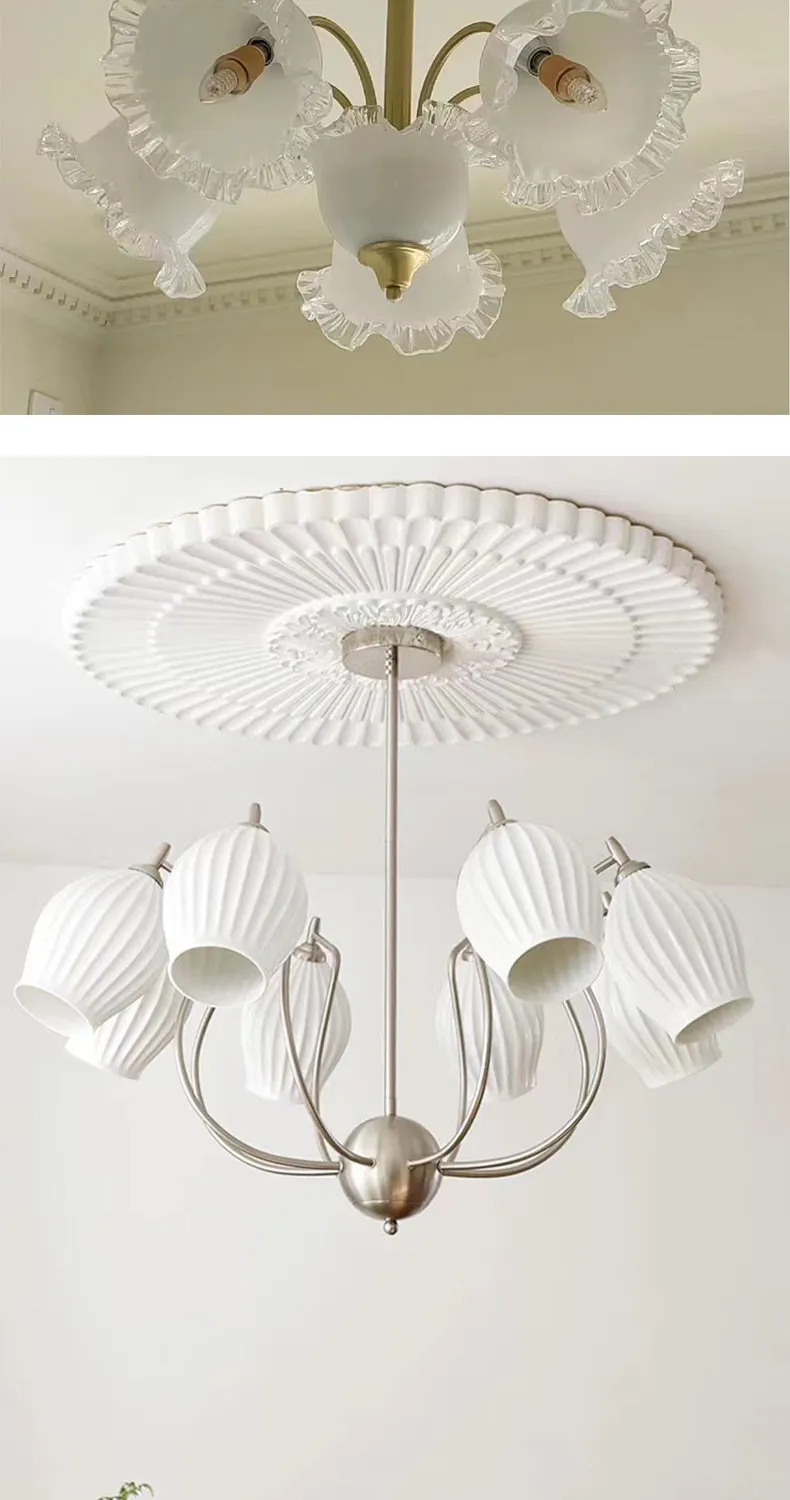 French light luxury PU light panel ceiling parquet combination lamp pool imitation gypsum hollow decorative lamp holder European