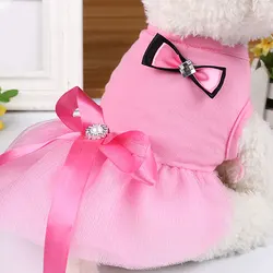 INS Cute Puppy Pet Dog Bowknot Dress Lace Skirt Princess Dress With Bow Cotton Small Dog Clothes Korean Style Clothing New