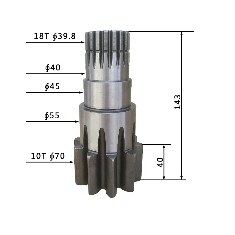 Kubota U30-5 Mini Excavator Rotary Motor Vertical Shaft Gear 10/18 Teeth High-Quality Replacement Part