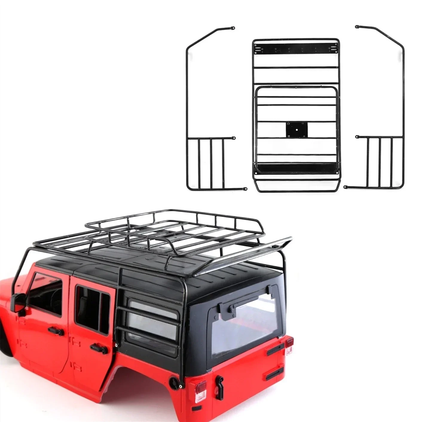 

RC Crawler Car Metal Luggage Carrier Roof Rack Roll Cage Luggage Tray for 1/10 Axial SCX10 II III 313mm Jeep Wrangler Body Shell