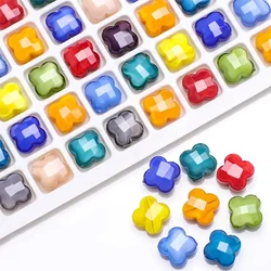 Four-leaf Clover Beads 30Pcs Glass Cross Beads 12mm Charm Crystal Red Pendant For Diy Making Jewelry Needlework Accessories