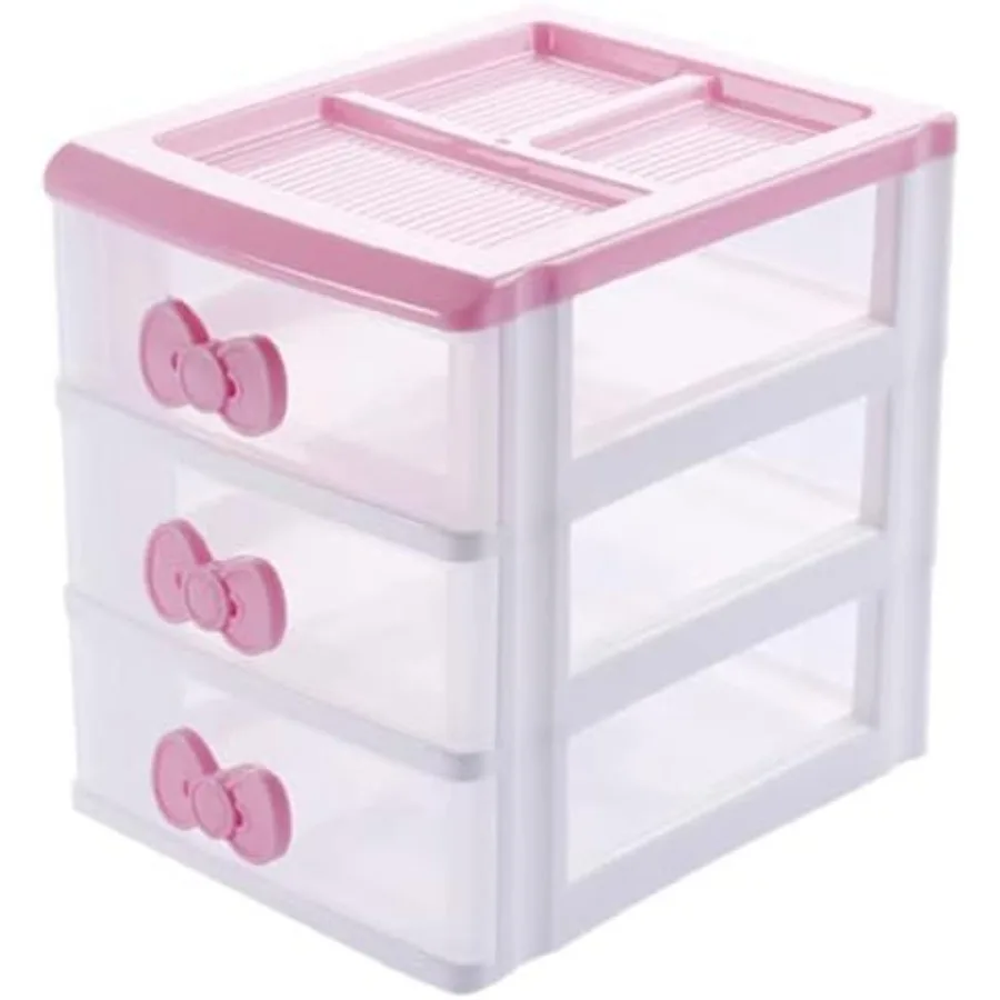 

Прекрасные шкафы для хранения для девочек, настольный органайзер для макияжа с канцелярским столом Drawe N, розовый бант Cl