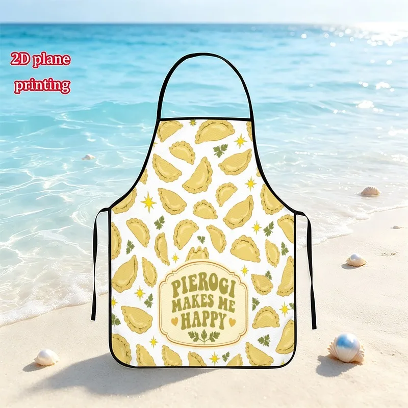 1PC【Apron】2DFlat effect，Focusing on fun and practicality，bag features a vintage-style Polish dumpling print，Suitable hom