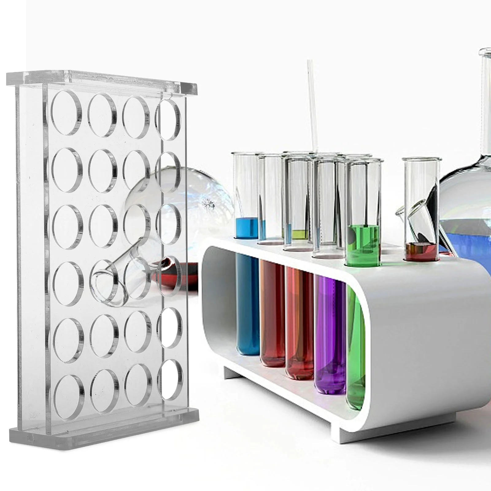 

Vial Holder Sampling Tube Storage Test Organizer Rack for Display Stand Centrifuge Acrylic Chemistry Laboratory