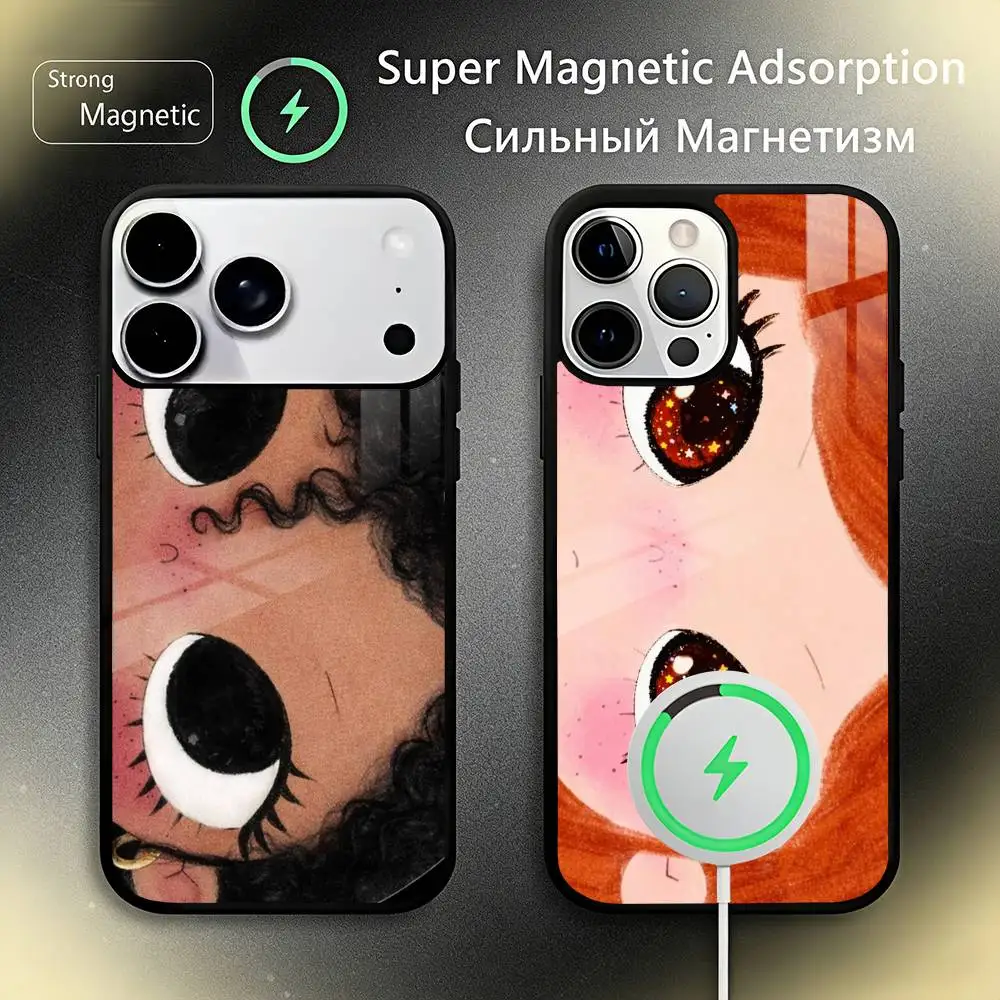 Yuy S-Starry Eyed Girls kawaii y2k Phone Case For IPhone17 16 15 14 13 12 11 Plus Pro Max Plus Wireless Charger Cover Funda