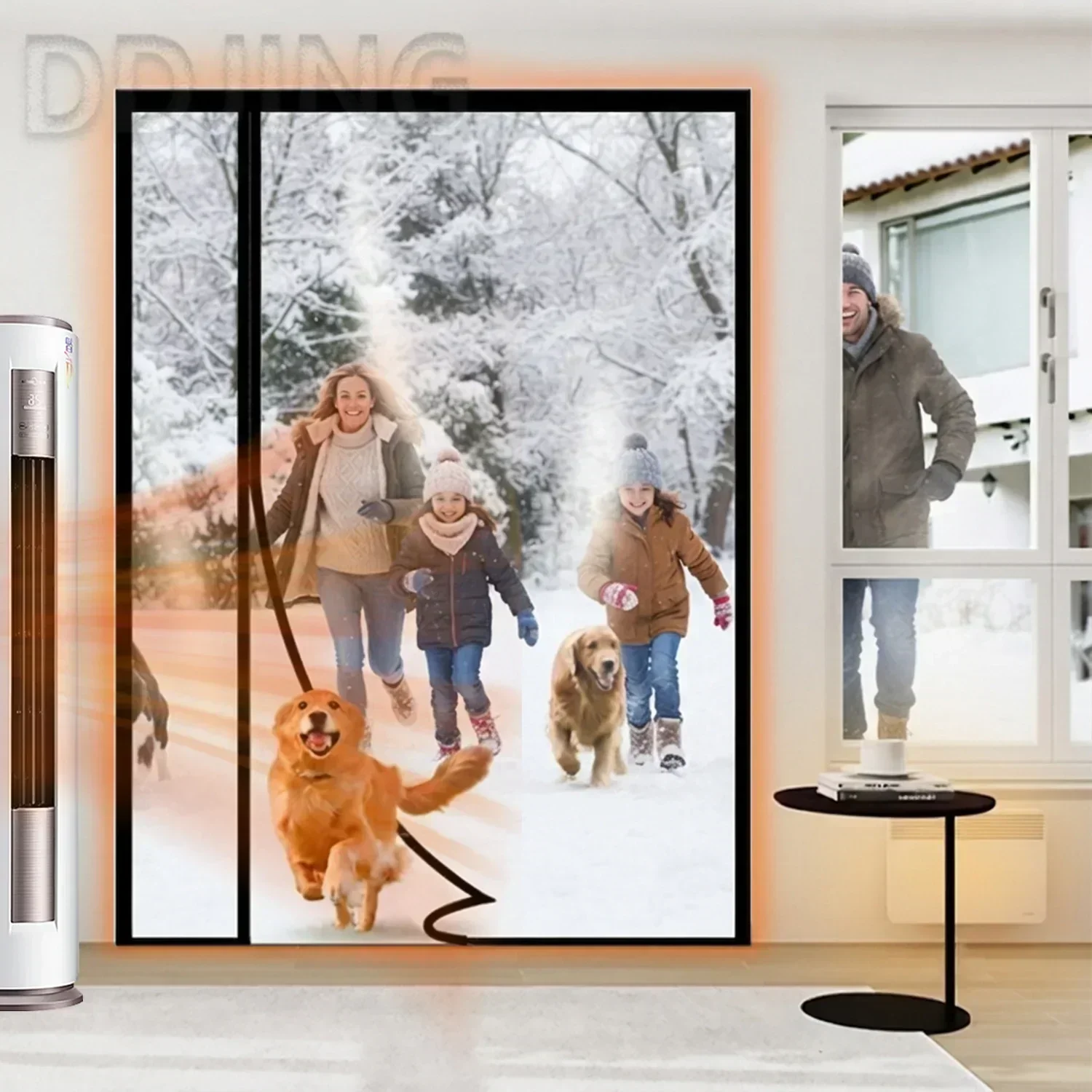 Winter Magnetic Thermal Door Curtain Windproof Warm Insulation Partition Curtain Heavy Duty Auto Close Hands-Free Door Screen