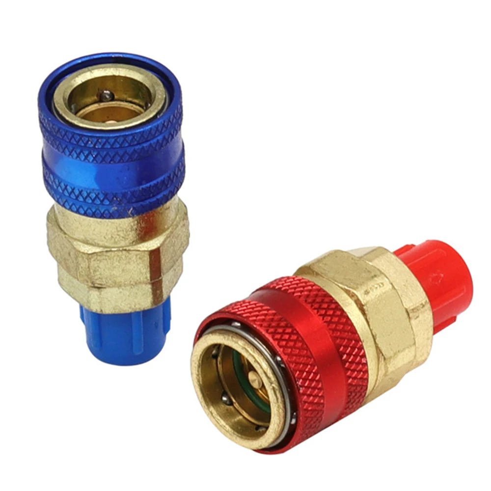 2Pcs R134A Low High Auto Car Quick Coupler Connector Brass Adapter Car Air Conditioning Refrigerant Adjustable AC Manifold Gauge