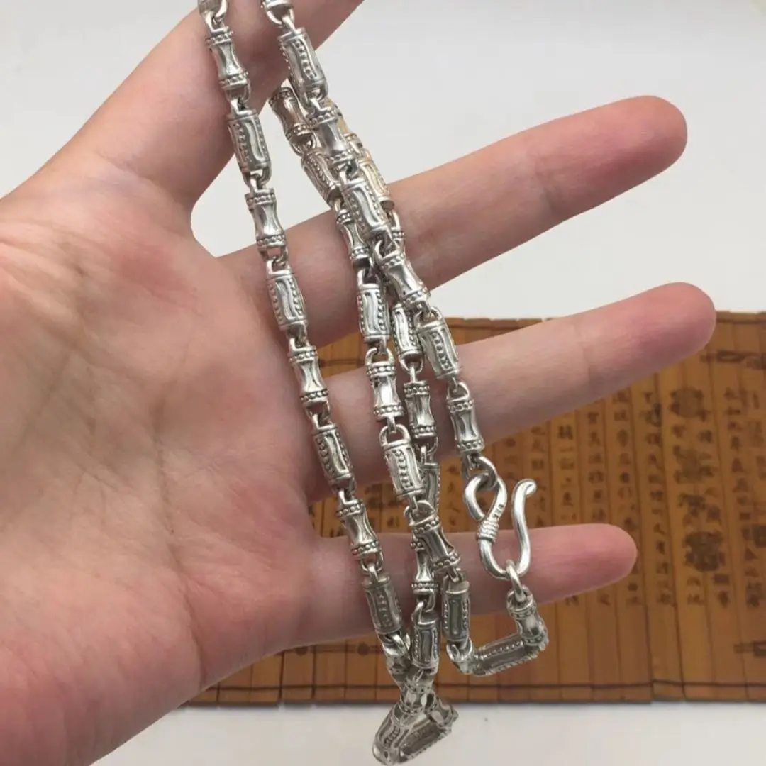 

Китайское тибетское серебряное ожерелье в этническом стиле для праздников, нейтральный этнический стиль, цепочка на ключицу в стиле народности Мяо (инь)