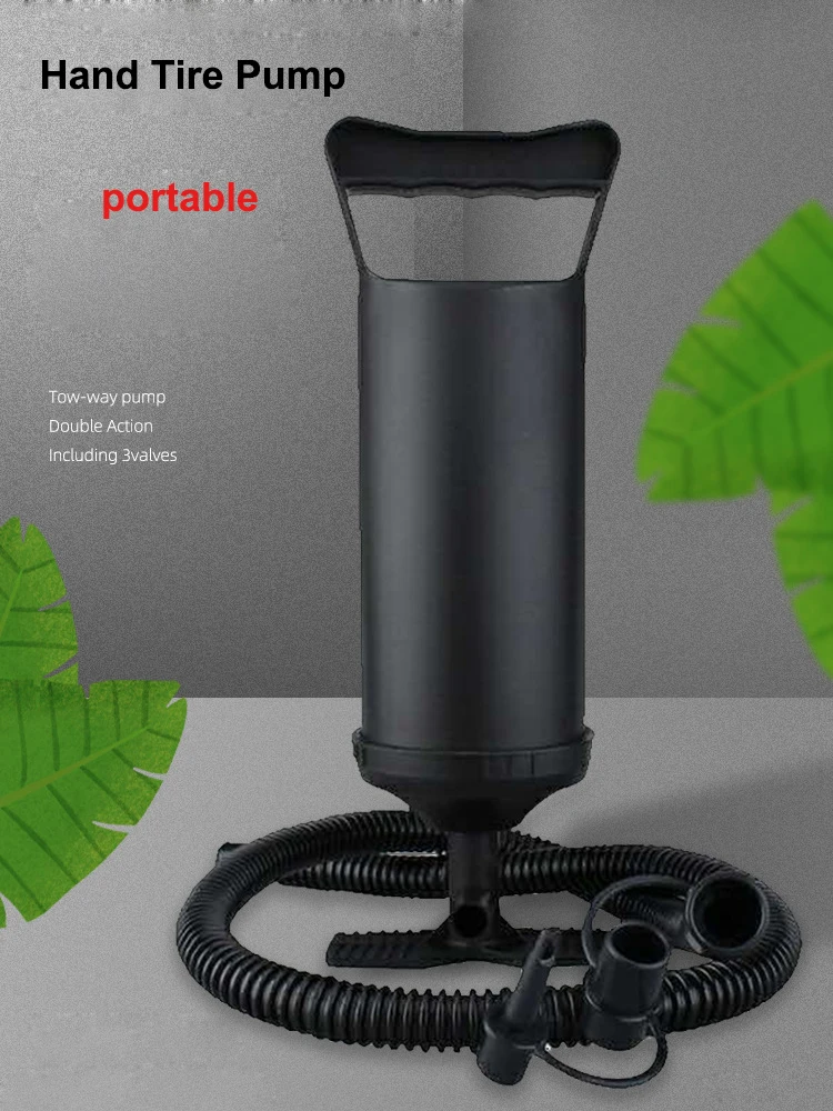 Bomba de neumático de mano de dos vías, cilindro de aire para barco inflable, piscina, círculo, fila flotante