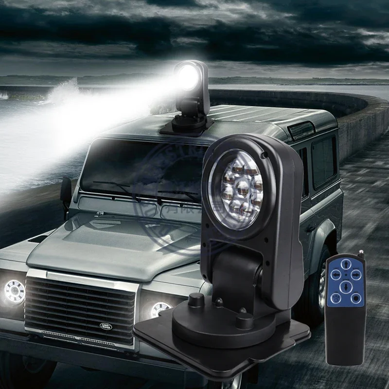 OVOVSS LED Marine Remote Control Searchlight Spotlight 45w 360 Degree Boats Cars Auto Led Search Light