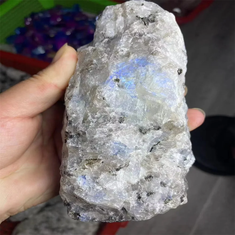Natural Moonstone Bulk Crystal Raw Rocks Stones Healing Spiritual gemstone Blue flash Moonstone Rough for Home garden fengshui view 6