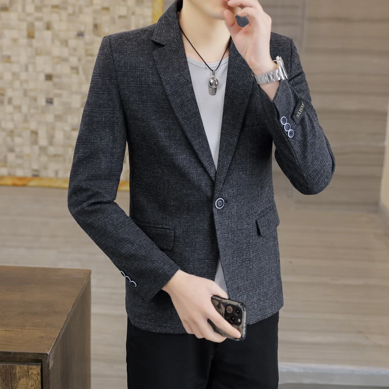 2024 Men\'s Business Casual Fashion Suit Spring Summer Korean Suit High-end Fabric Handsome Fashion Coat Men Slim  Polyester