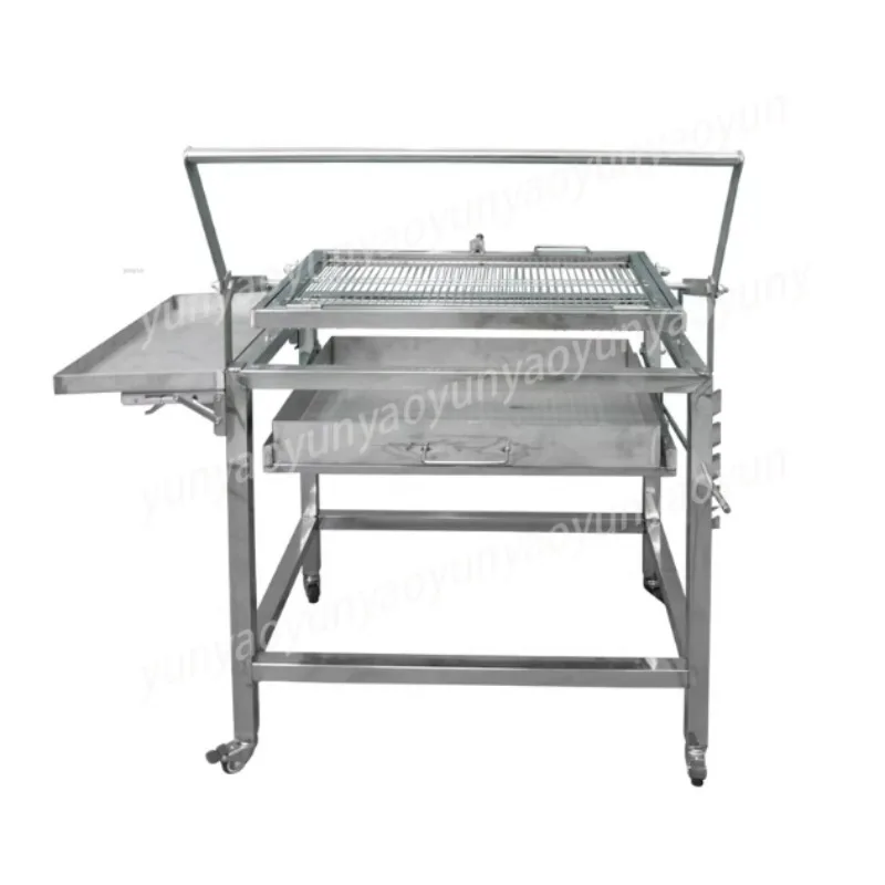 Stainless Steel Rotating Barbecue Basket Net Portable Folding Adjustable Flip Meat Charcoal BBQ Grill Outdoor Cooking Tool