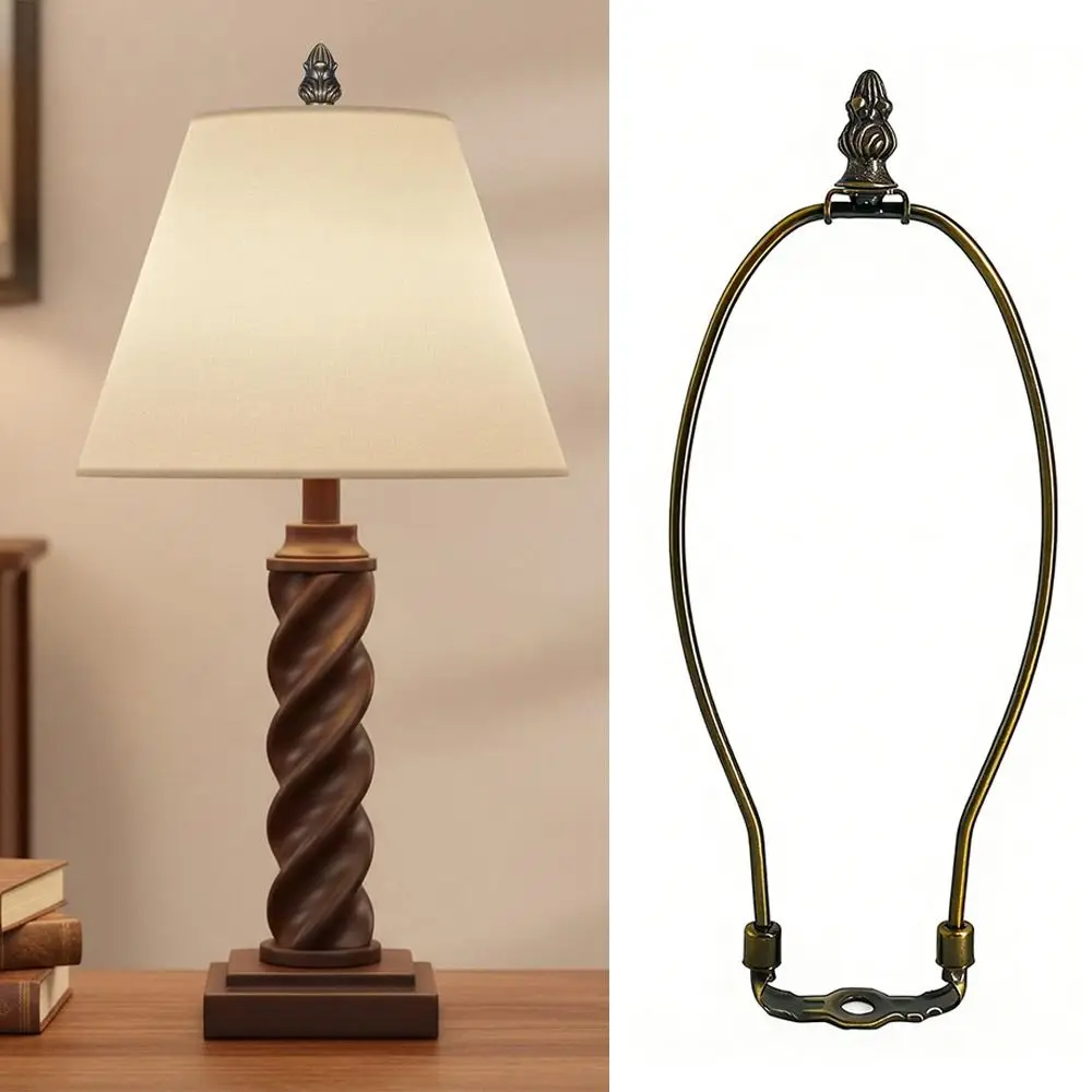 Decorative Bronze Finish Lamps Harp Kit Universal DIY Lamp Shade Support Harp Standard Shade Bracket Floor Lamp