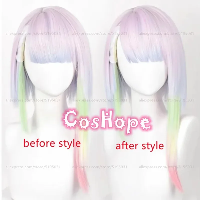 شعر مستعار أنيمي قصير تنكري من لوسي ، مقاوم للحرارة ، صناعي ، ألوان مختلطة ، شعر مستعار 45 ،