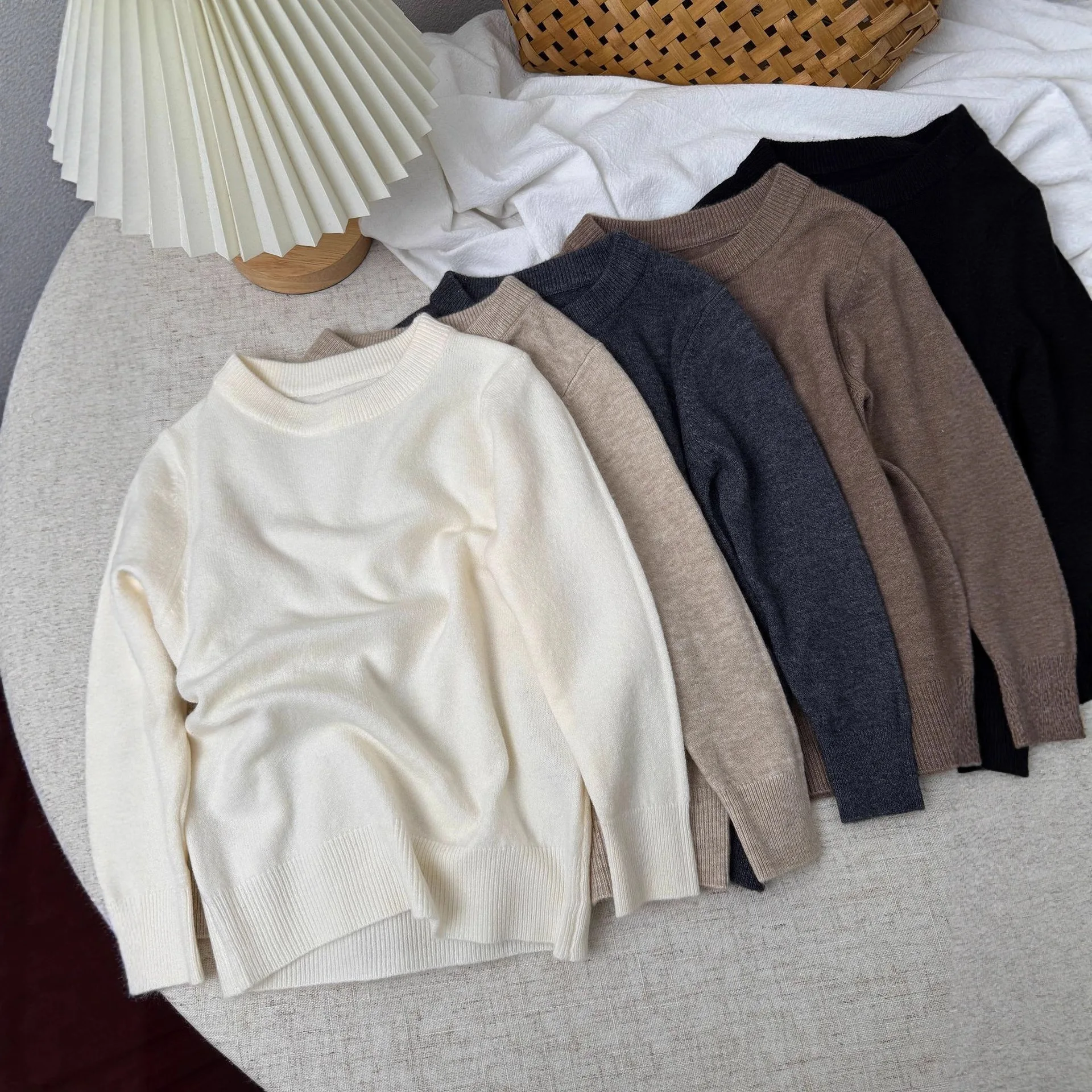 

Children Boys Woolen Sweater Autumn Winter Solid Infant Babys Boys Knitwear Solid Warm Round Collar Undershirt For Kids Boys