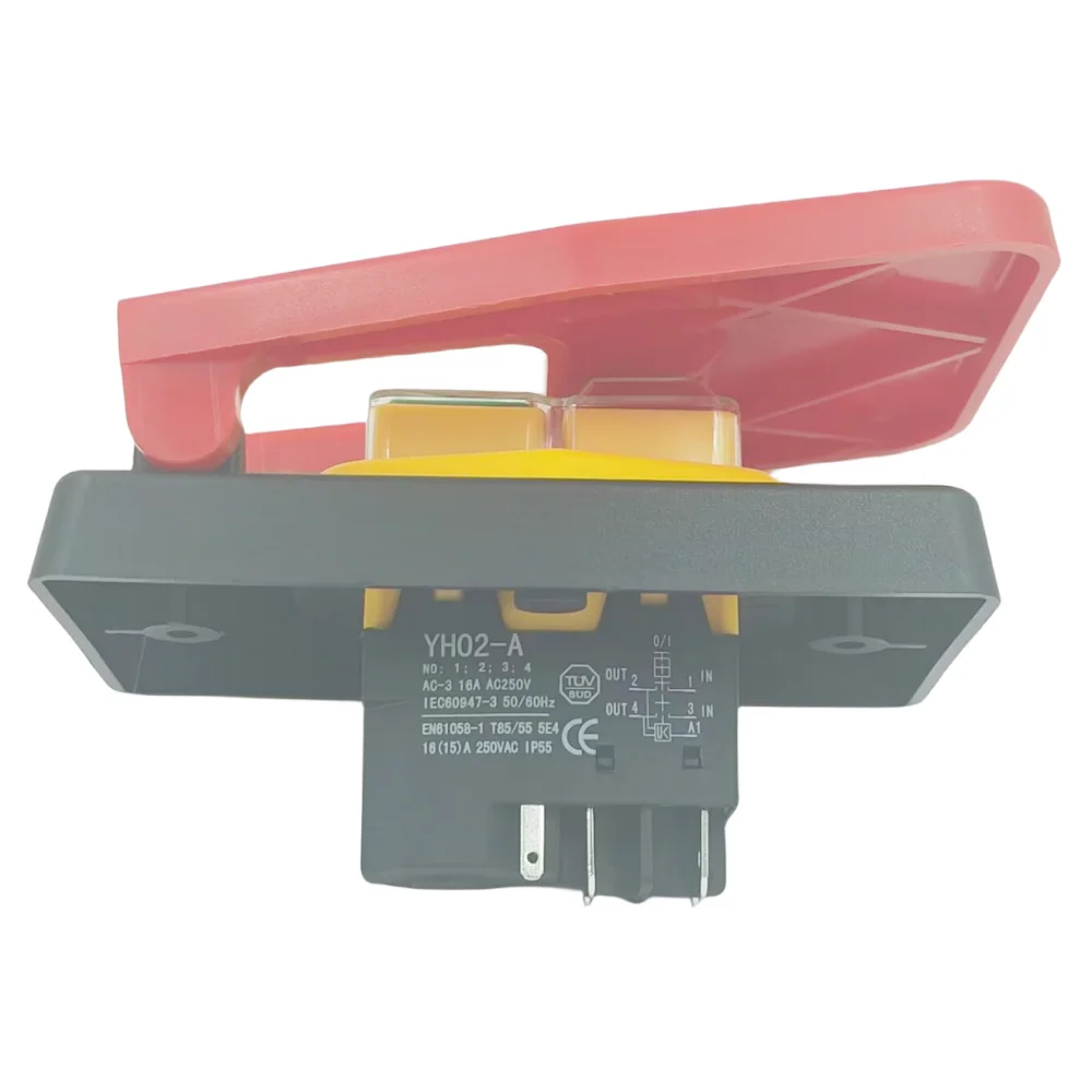 Off-On Red Cover Emergency Stop Push Button Switch 16A Power-Off/Undervoltage Protection Electromagnetic Start Switch