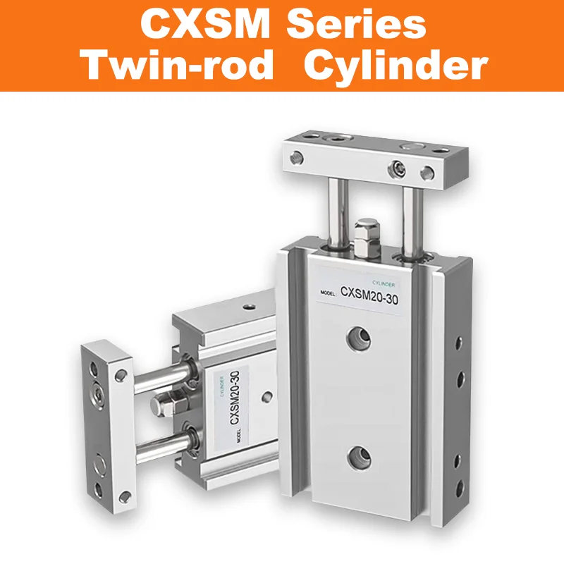 

CXSM Series NEW Type Double Rod Cylinder Compact Dual Axis Pneumatic Air Cylinder Bore 10 15 20 25 32 Stroke 10-200mm