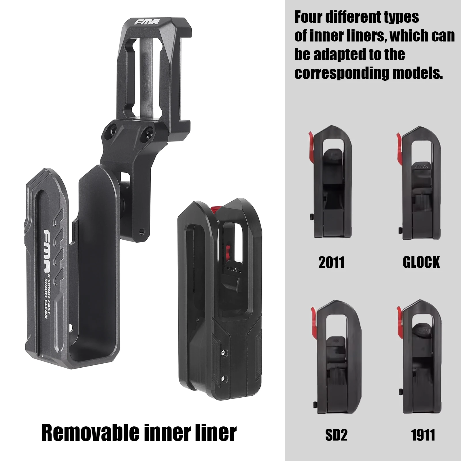 FMA IPSC IDPA USPSA Holster Adjustable Aluminum Ambidextrous Shooting Holster With Insert Block for Glock 1911 CZ Shadow 2011 view 4