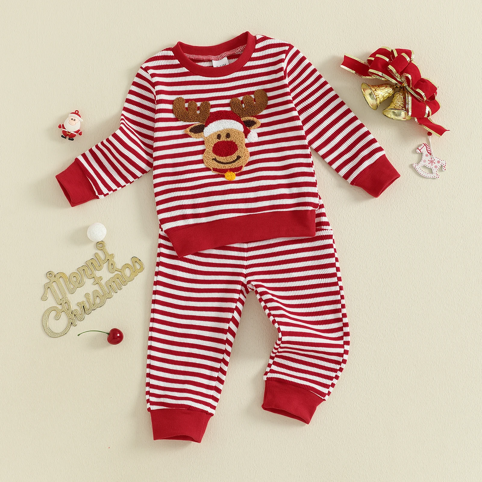 

Infant Baby Boy Christmas Outfit Long Funny Shirt Pant Set Toddler First Christmas Clothes 6 12 18 24 Months 2T