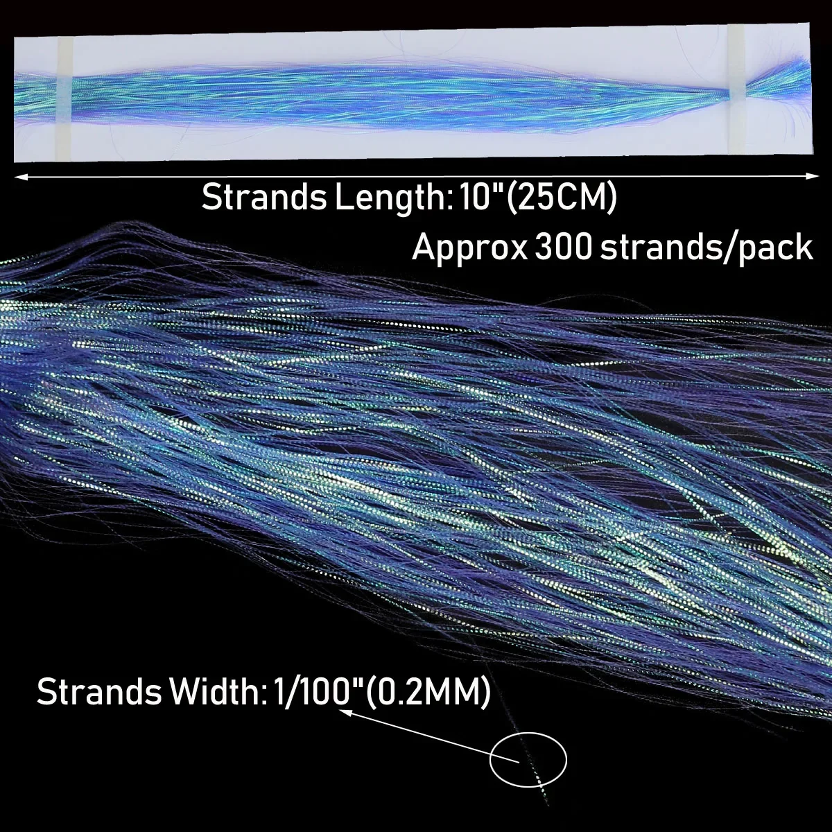0,2mm Gewellte Gliss Glow Flashbou Stränge Flügelschwanz Fliegenbindematerial Fisch-Seitenstreifen Bucktail Streamer Bass-Angelköder – Detail 3