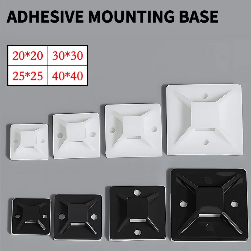250/500/1000PCS Self-Adhesive Cable Tie Mounts, Strong Sticky Base Wire Holder Clips for Wall Fixing, Cable Routing Management