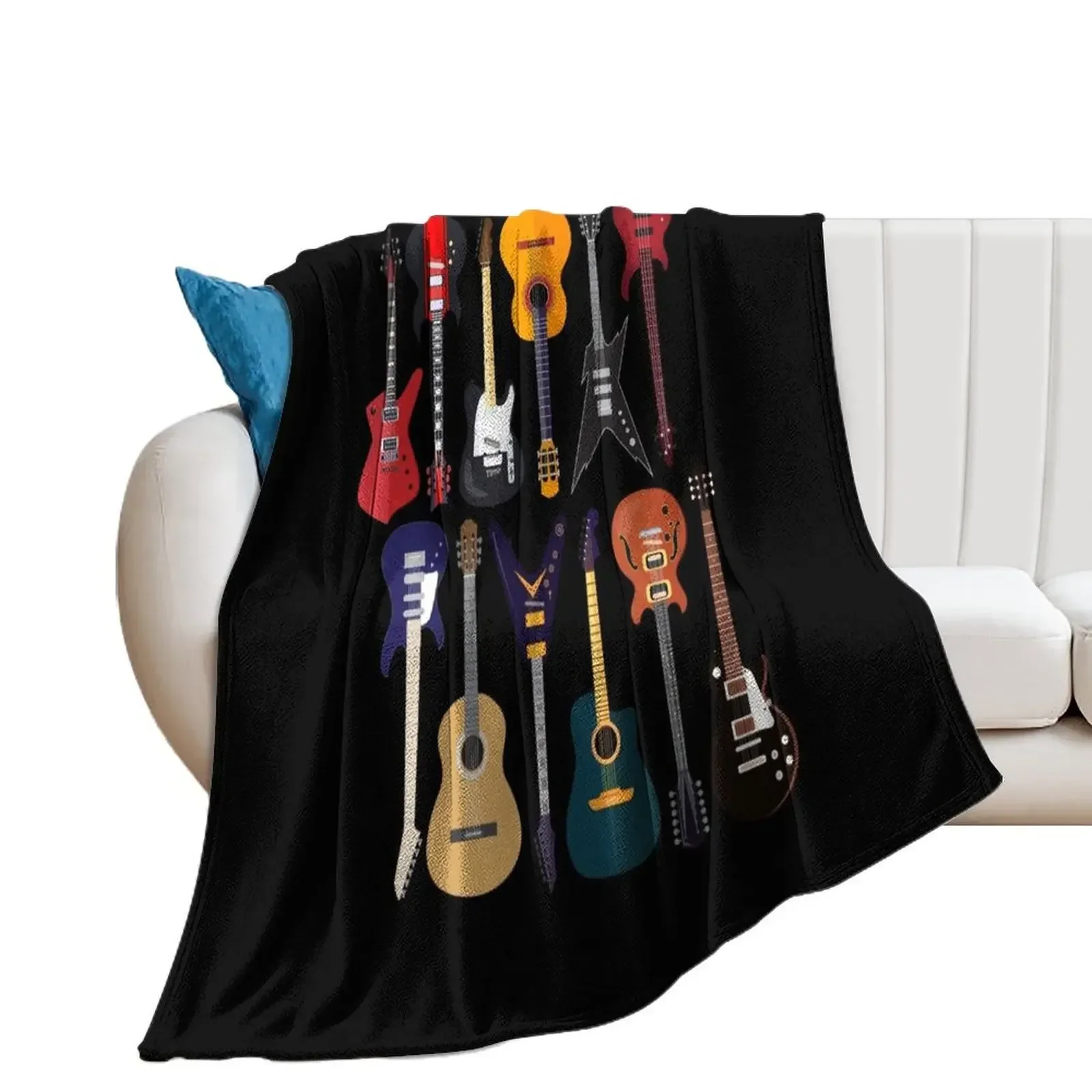 

Musician Different Types Of Guitar Throw Blanket Blankets For Sofas Weighted Beach Blankets