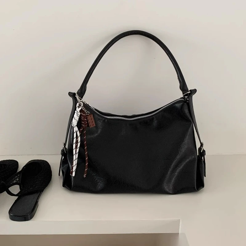 

Retro Solid Color Soft Pu Leather Shoulder Bags for Women Large Capacity Ladies Underarm Bag Mallard Simple Female Handbag Tote