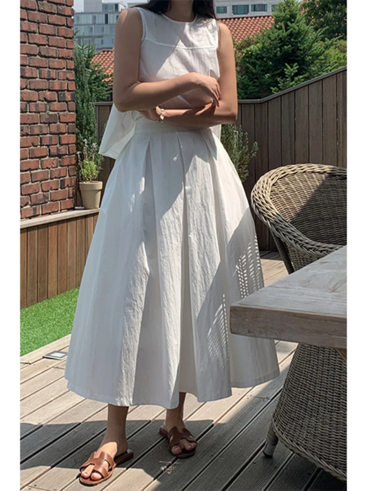 

Khaki f-length Skirt Women's Casual High-waist Maxi Gored A-line Midi Skirt Spring Autumn New Sle Small Size Friendly