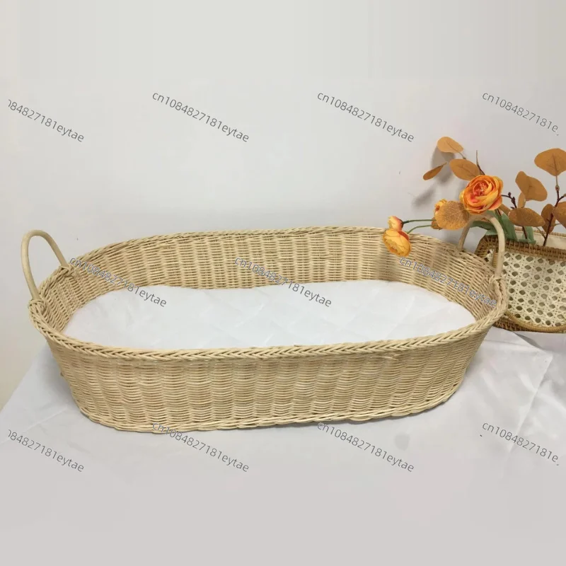Handmade Rattan Woven Baby Storage Basket Cradle for Newborn Sleep