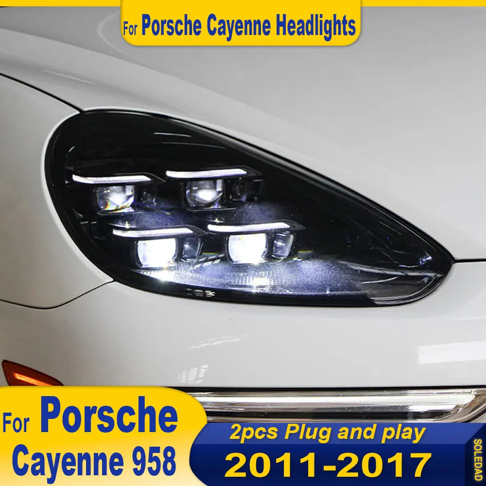 

Автомобильные аксессуары для Porsche Cayenne 2011 2012 2013 2014 2015-2017 фара Cayenne DRL указатель поворота дальнего света линза проектора 2 шт.
