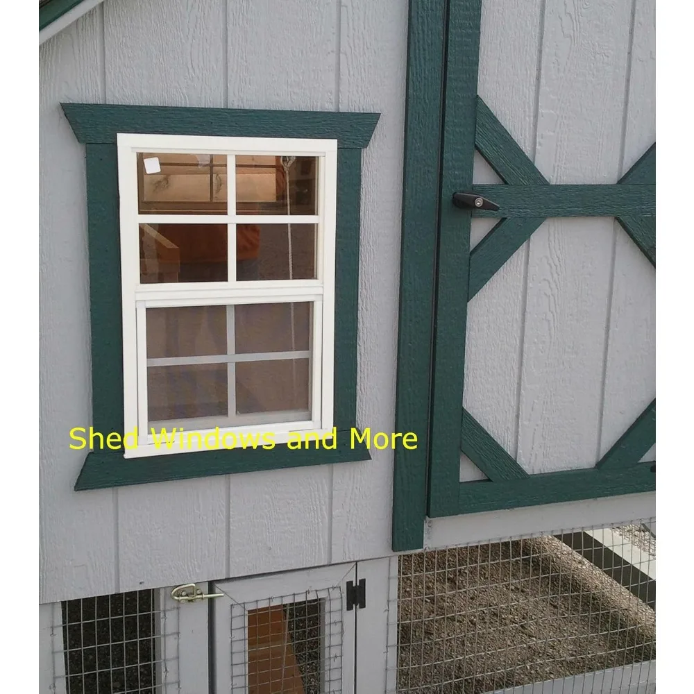 Shed Windows and More 14" X 21" White Flush Mount Tempered Glass, Playhouse Windows, Chicken Coop Windows