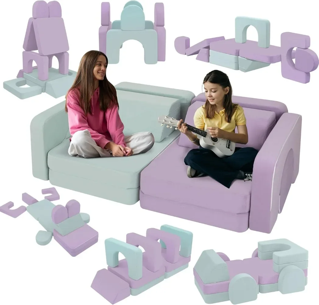 Skin-Friendly Modular Kids Play Couch for Kids 1-12, Foam Castle and Floor Couch for Playroom, Ideal Gift for Kids