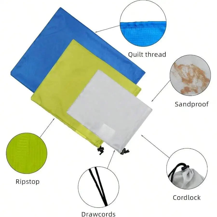 

5 Pack Ultralight Drawstring Stuff Sacks For Camping Hiking Travel Dust Cover Shoe Storage