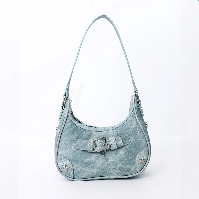 Vintage Lässige Niedliche Weiße Stern-Schultertasche Damen Umhängetaschen Leder-Reißverschlusstaschen Handtaschen für Frauen – Detail 17