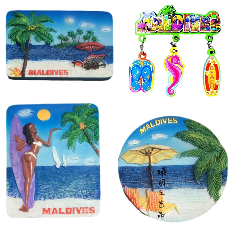 Maldivas 3d ímã de geladeira praia turismo lembrança coleção presente decoração de casa