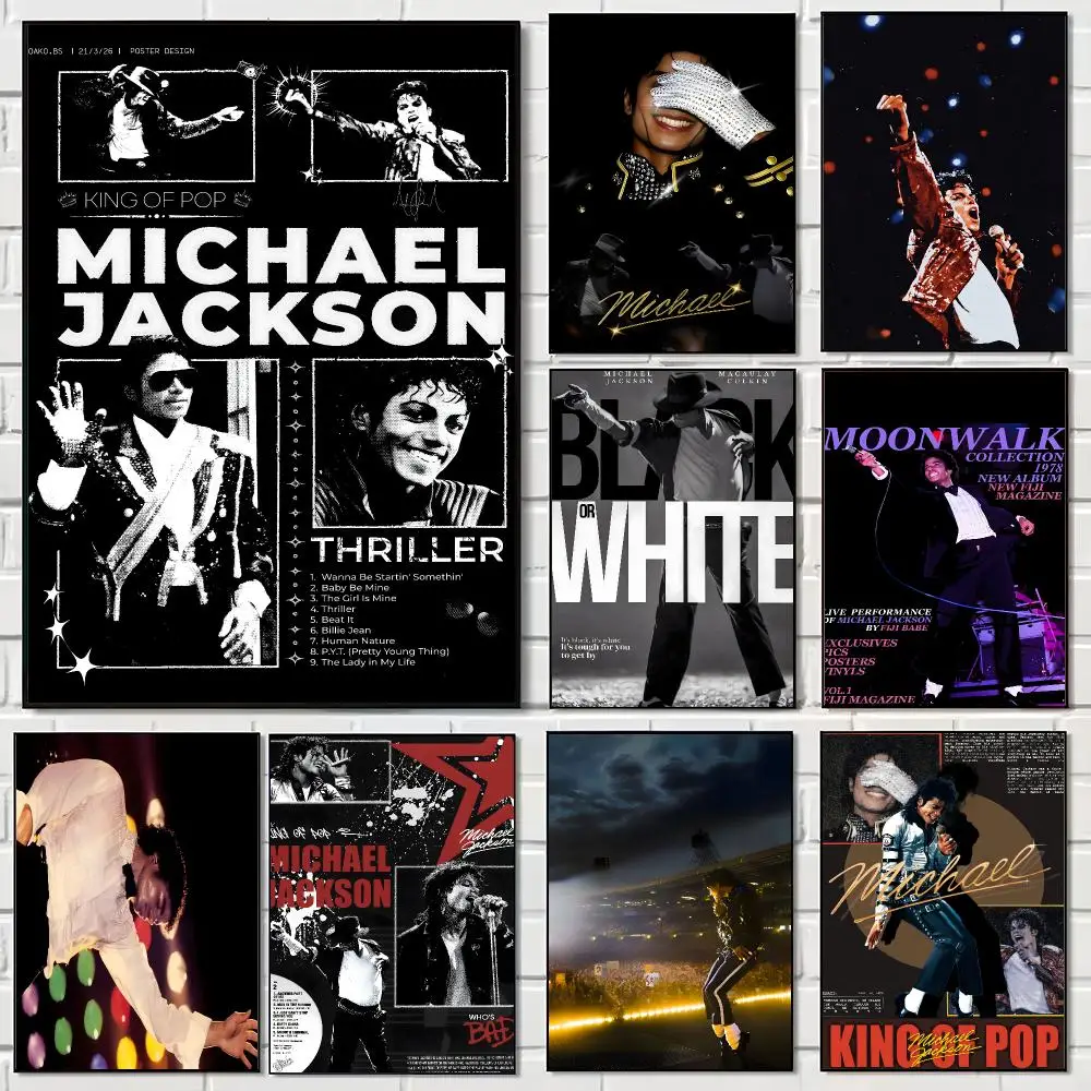 MJ M-Michael Jackson Poster Pegatina artistica HD autoadhesiva impermeable para salon dormitorio