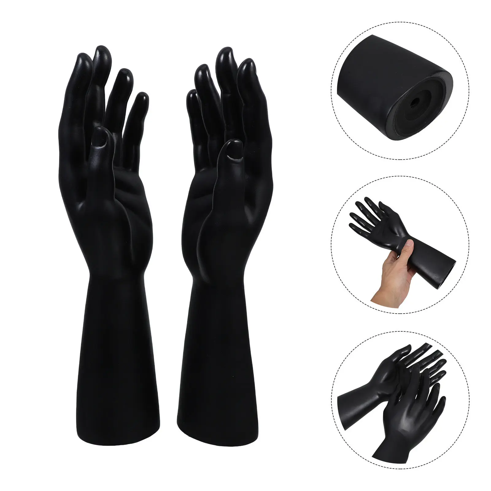 2Pcs Lifelike Mannequin Hand Display Stand Natural Skin Tone Multi Function Jewelry Ring Bracelet Glove Holder Desktop