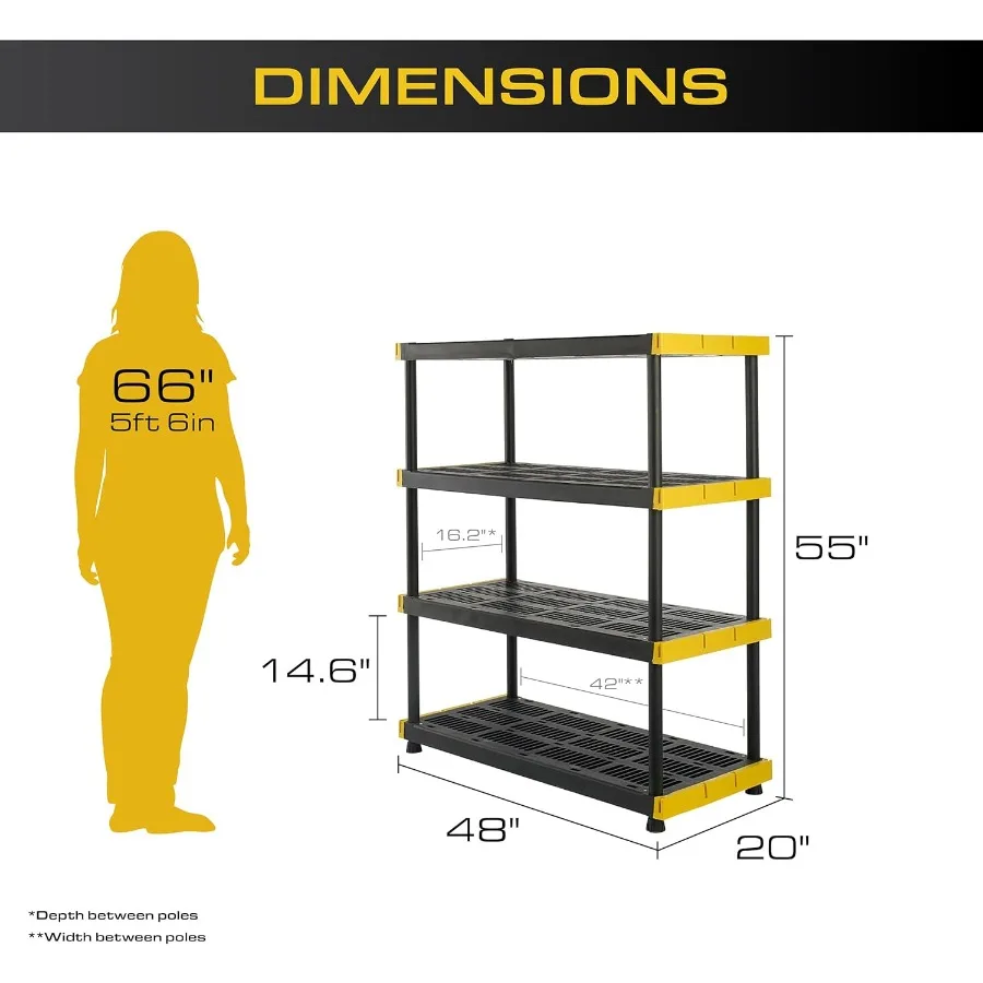 Black Yellow Shelving Unit with Heavy Duty Storage Containers Extremely Durable Shelf + 27 Gallon Container 8-Pack for Garage
