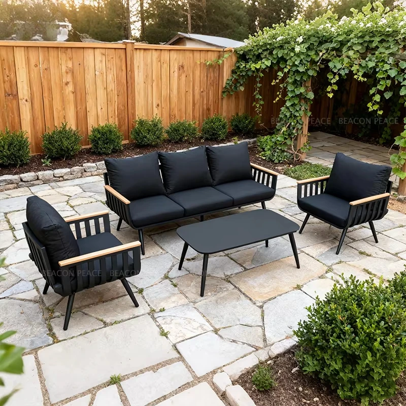 أريكة وحدات أثاث خارجي فاخر وحديث للحديقة والشرفة #4