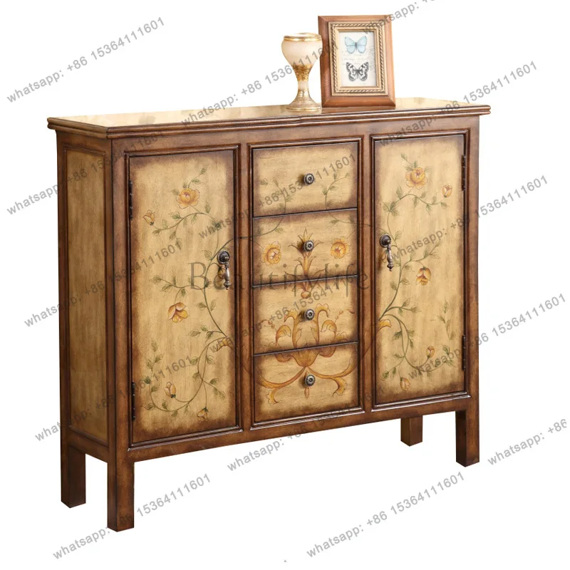 American porch four buckets two doors locker solid wood partition cabinet